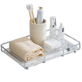 Dobbyby Vanity Tray Makeup Organizer Cosmetics Storage Bathroom Skincare Organizer Countertop Display Rack in Dresser Stainless Steel Shelf Marble Print Ceramic Trays - color: 1 Tier-sliver