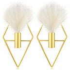 Peryiter 2 Pcs Boho Wall Decor Metal Gold Wall Art Hanging Planters with Artificial Pampas Modern Home Decor Display Art for Living Room Bedroom Bathroom(Rhombus) - style: Rhombus