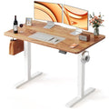 FEZIBO 48 x 24 Inchs Electric Standing Desk, Height Adjustable, Sit Stand Up, Computer Office Desk with Splice Board, White Frame/Light Rustic Top - color: Light Rustic, size: 48x24