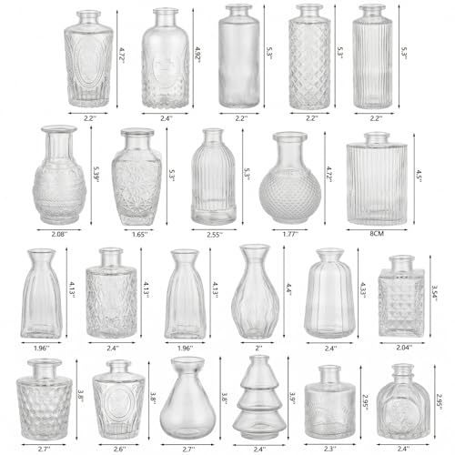 RUCKAE Small Clear Bud Vases Bulk 22 Pack Mini Flower Glass Vases for Centerpiece Table Wedding Decorations Home Decor Party - style: Transparent 22 Pack