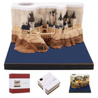 3D Calendar 2026 3D Memo Pad Hand Torn Construction Paper Sculpture Artwork,Exquisite Creative Non-Stick Sticky Note DIY Post Notes, Cards for Office Home Gifts Ornaments
