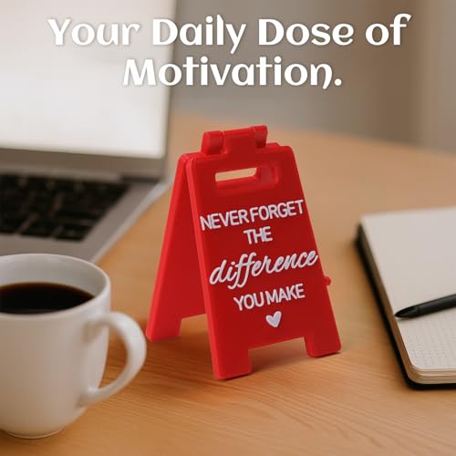 3D Printed Desk Sign, NEVER FORGET THE difference YOU MAKE - Double Sided Inspirational Home Office Decor, Motivational Gift for Coworkers Friends, Teachers, Boss - color: NEVER FORGET