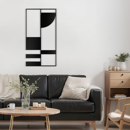 SIGNLEADER Metal Wall Decor Picasso Geometric Minimalist Modern Luxury Wall Sculpture Hangings 3D Statue Home Decoration for Living Room, Bedroom, Bathroom, Kitchen, Fireplace, Office - 18" Black - color: Gry22-2405-m22, size: 18" Black