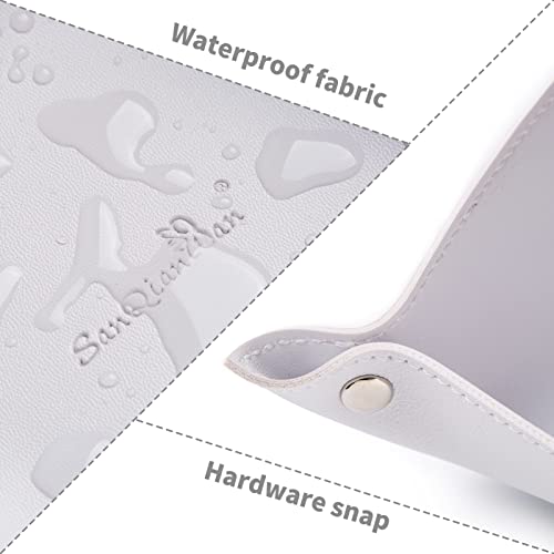SANQIANWAN Leather Jewelry Valet Tray for Women and Man, Entryway Table Bedside Nightstand Desk Portable Small Catchall Travel Dish Plate for Key,Wallet,Watch,Coin(Grey White-B) - color: Grey White-b, size: 8×8