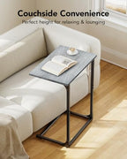 Pipishell C-Shaped Side Table, C Table for Sofa with Two-Piece Desktop & Metal Frame, Large Surface End Table for Living Room, Bedroom, Bedside, Rustic Design, Grey - color: Grey