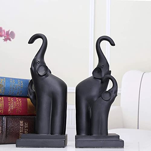 Bookend Elephant Resin Sculptural Bookend Art Bookend Black Shelf bookend Office Non-Slip and Stable Book Holders Study Room Bookcase Resin Decorations