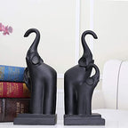 Bookend Elephant Resin Sculptural Bookend Art Bookend Black Shelf bookend Office Non-Slip and Stable Book Holders Study Room Bookcase Resin Decorations