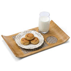 Bamboo Serving Tray of Boat Shape,Decorative Ottoman Tray for Coffee Table, Tray Decor for Bathroom Living Room, Breakfast in Bed