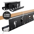 No-Drill Under Desk Cable Management Tray - 2-Pack Wire Organizer for Standing Desk - Cord Management System with Power Strip Holder - L - size: Large