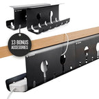 No-Drill Under Desk Cable Management Tray - 2-Pack Wire Organizer for Standing Desk - Cord Management System with Power Strip Holder - L - size: Large