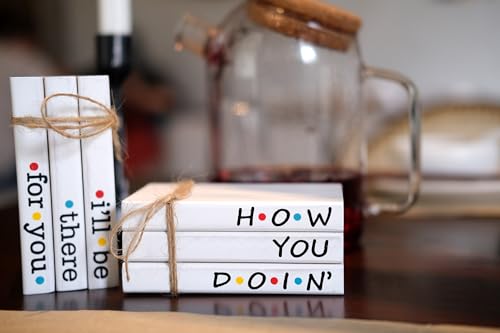 Friends TV Show Merchandise Sign for Home Tiered Tray Decor, Mini Decorative Wood Book Stack for Shelf Accent, Funny Friendship Gifts - How You Doing Sign - color: How U Doing