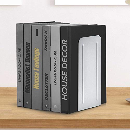 Acrimet Jumbo Premium Metal Bookends 9" (Heavy Duty) (White Color) (1 Pair)