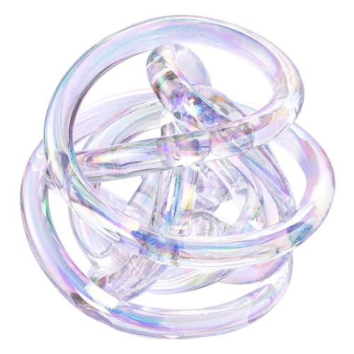 Glass Knot Teal Decor Ball - 5 Inch Hand Blown Infinity Sculpture Orbit Home Decor Table Decoration Interio Art - color: Transparent, size: 5-Inch Diameter