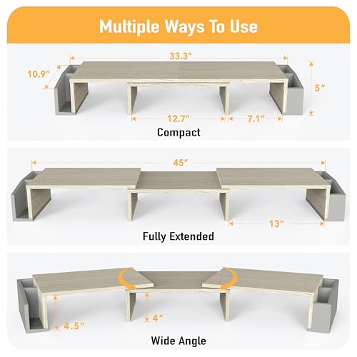 Simple Houseware Desk Dual Monitor Stand Riser with Drawer, Maple - color: Maple
