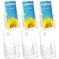 xydstay Acrylic Brochure Holder 4x9 Inches Slant Back Design, Clear Display Stand, Plastic Table Stand Sign, Pamphlet Flyer Display, 6 Pack