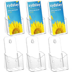 xydstay Acrylic Brochure Holder 4x9 Inches Slant Back Design, Clear Display Stand, Plastic Table Stand Sign, Pamphlet Flyer Display, 6 Pack