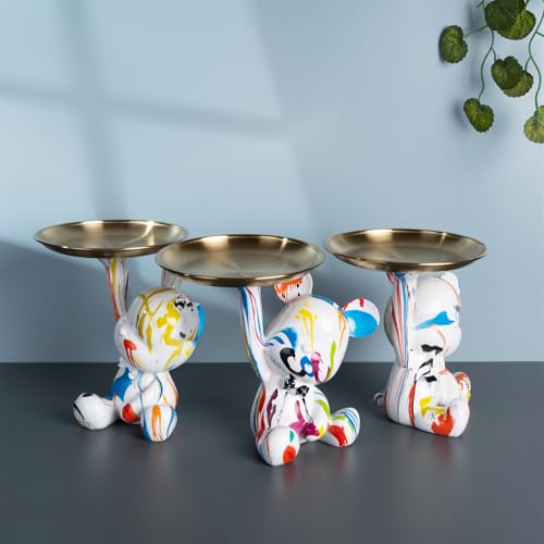 Hypebeast Room Decor Bowl Tray for Office Desk, Decorative Animal Bear Sculpture Home Decor Statue, Storage Tray for Entryway Table (Modern) - color: Modern