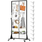 2'x5.5' Ft Gridwall Panel Display Stands Heavy Duty Floor Standing Retail Display Rack with Triangle Base for Retail Art Show With 10 Hooks - size: 1