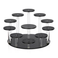 DIWNELEM Round Jewelry Stand Acrylic Display Riser Stands Dessert Tower Display Tower for Watch,Jewelry,Rings,Earrings,Mini Figurines,Cupcakes(Black,11Tier) - size: Black-11 Tier