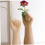 Cabilock Creative Light Brown Ceramic Hand Shaped Vase for Desktop Decoration Unique Handmade Art Flower Arrangement Ornament Home Decor Office and Living