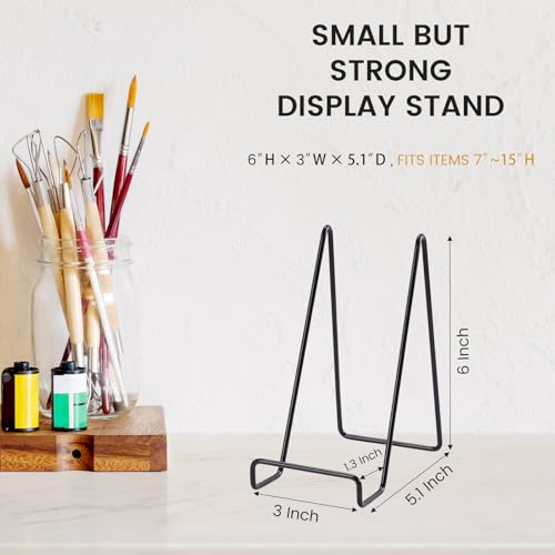 12 Pack 6 Inch Plate Stands for Display,Book Display Stand,Black Metal Decorative Plate Stand,Small Easels for Display,Suitable for Books, Desktop Art, Images, Photos,and Collages - size: 6inch 12pack