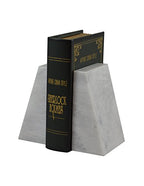 Modern Wedge Marble Bookends – Hand Carved, Polished Stone Bookends w/Non-Slip Rubber Pads – Lightweight & Compact Decorative Bookends (Pearl White) - color: Pearl White