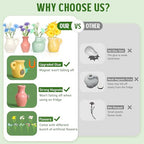 8PCS Mini Ceramic Vase Fridge Magnets, Cute Tiny Flower Vase Fridge Magnets with Artificial Flowers for Refrigerator Office and Kitchen Cabinet Decoration