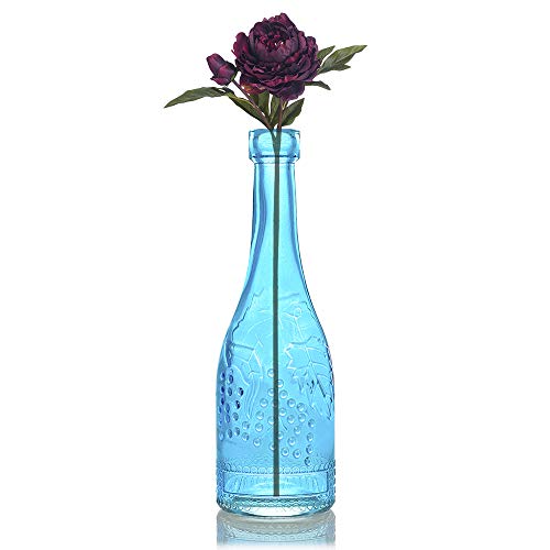 PaperLanternStore.com Bulk Pack (3) Stella Turquoise Vintage Glass Bottle Wedding Flower Vase - color: Stella - Turquoise, size: 3 Bottles
