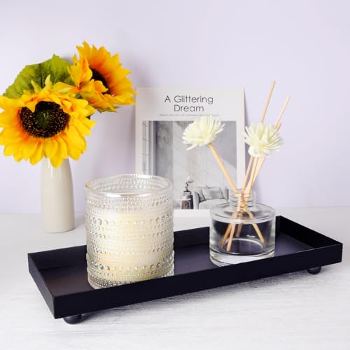 Rectangle Black Matte Metal Tray, Suit for Candle Holder, Vanity Decor Projects, Bathroom Toilet Tank Tray, Perfume or Jewelry Storage, and Coffee Table Centerpiece-Mini - size: 11.4" x 4.3" x 1.3"