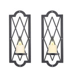 OYEFLY 2 Pcs Metal Candle Sconce,Rustic Wall Candle Sconces (Black)