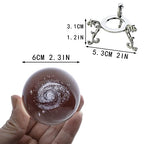 H&D HYALINE & DORA 2.36Inch/60MM Engraved 3D Galaxy Ball Paperweight Crystal Display Globe Full Sphere Glass Paperweight Fengshui with Metal Stand - color: 60mm Galaxy