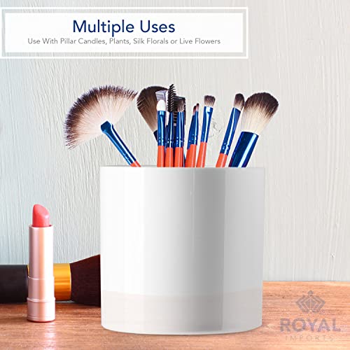 Royal Imports Flower Acrylic Vases Cylinders - Decorative Centerpiece Display for Home or Wedding - Non Breakable Plastic, Set of 3 (4", 5", 6") - White - size: 4",5",6" (set of 3)