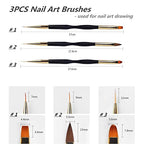 FULINJOY 5PCS Dual-Ended Nail Art Sculpture Pen Dotting Tools with 3PCS Nail Painting Brushes, Silicone Nail Polish Brushes Stainless Steel Carving Drawing Tool, Acrylic Rhinestone Handle - size: 8PCS