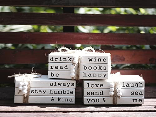 Love Laugh Sand & Sea You and Me Book Decor-Modern Farmhouse Decorative Book Stack for Coffee Table-Center Table Decorations for Living Room-Housewarming Gifts - color: Love-Laugh, Sand-Sea, You & Me
