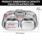 Korean Stainless Steel Divided Plates for Toddlers, Kids, Babies, Premium 304, Electro-Polished, No Black Residue, BPA-Free, 5-Compartment Food Tray, Camping, Picky Eaters, Set of 2 - size: 5 Compartments