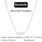 Mothers Day Gifts - 14K Gold Plated Pearl Necklaces for Women Trendy Dainty Necklace Simple Layered Gold Pearl Necklace for Women Mothers Day Wedding Birthday Gifts - color: 2-Silver Three Pearl