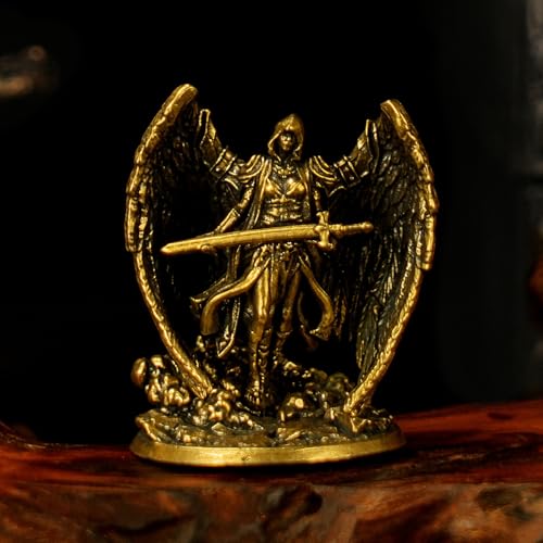 CHOVY 100% Solid Brass Archangel Statue with Spread Wings - Handcrafted Divine Sculpture, Vintage Celestial Decor, Collectible Religious Art Piece, Sacred Altar, Inspirational Gift for Believers - style: Archangel