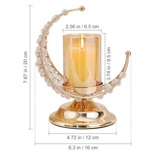VALICLUD Ramadan Candle Holder Moon Shaped Candlestick 9.25X7.67X5.51In Iron Metal Tealight Holder for Eid Mubarak Home Decor Party Table Ornament