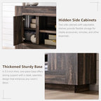 OKD Modern 70" TV Stand, Entertainment Center for TVs Up to 80", Media Console with Large Open Storage & Side Cabinets, Thick Wood Design for Living Room, Dark Rustic Oak - color: Dark Rustic Oak