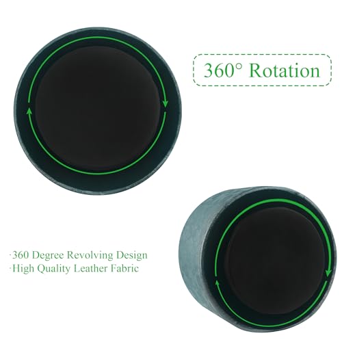 lizimandu Round Leather Art Supply Organizer,Remote Control Holder,360 Degree Spinning,Multi-Functional Pencil Holder,4 Compartments Desktop Stationary Organizer(1-Liuli Green) - color: 1-Liuli Green