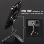 Ultra-Compact Magnetic Tripod for iPhone | Foldable Hook Design, 20 N52 Magnets, Cold Shoe & 1/4" Screw - Phone Stand for iPhone 12-17 & MagSafe Devices