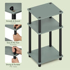 Furinno JUST Side Table, 3-Tier End Table, Open Shelves Night Stand, Bedside Table, Toolless Assembly, for Living Room, Bedroom, Bathroom, Sage Green - color: Sage Green/Black, size: 3-Tier, Round Pole, style: 1-Pack