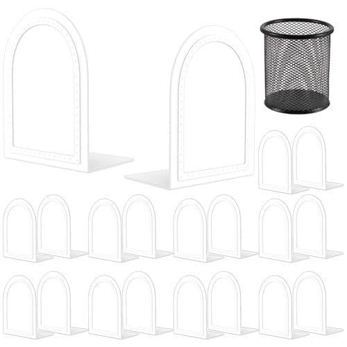 10 Pair Bookends Metal Book Ends Universal Economy Bookend (White, 10 Pair) - color: White, size: 10 Pair