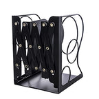 Adjustable Bookends Metal Book Ends for Heavy Book Holder Heavy Duty Bookends Nonskid Bookcase Desktop Book Organizer Binder Holder - color: Black-round