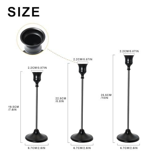Candlestick Holders, Black Metal Taper Candle Holder, Vintage Candle Holders for Pillar Candles, Table Mantel Wedding Festive Decor Party Party Decor Christmas Decorations, Set of 9 - color: Black, size: 9PCS