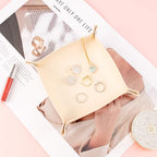 SANQIANWAN PU Leather Arc Edge Jewelry Valet Tray for Man and Women, Portable Mini Entryway Table Tray Bedside Nightstand Desk Tray Small Travel Dish Plate for Key,Wallet,Watch,Coin (Beige) - color: Beige