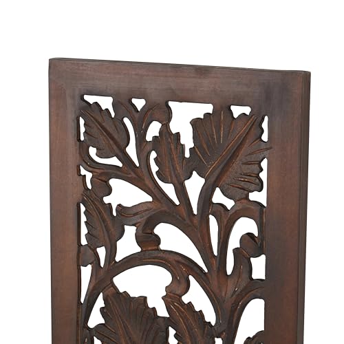 Deco 79 Wooden Floral Handmade Home Wall Decor Intricately Carved Acanthus Wall Sculpture, Wall Art 12" x 1" x 36", Brown - color: Brown