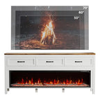BVIUNTWO Modern Fireplace TV Stand for Up to 75 Inch TV, Entertainment Center with 60" Electric Fireplace for 65 75 Inch TV, 65" TV Stand with Storage Cabinet Drawer for Living Room (Off White) - size: 65 Inch