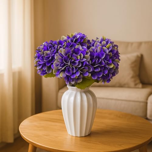6pcs Artificial Hydrangea Flowers - Easy to Shape for Home Decor,Commercial Staging & DIY Crafts, Maintenance-Free Fake Flowers in Multiple Color Options, Flores Artificiales(Green Purple) - color: Green Purple