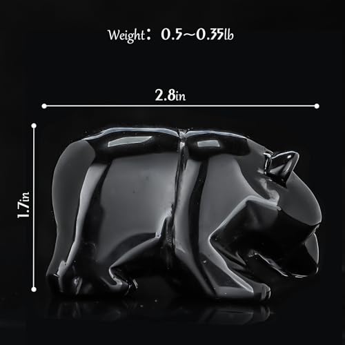 3" Black Banded Carnelian Crystal Bear Figurine Gifts for Hand Carved, Gemstone for Office Bear Statues Home Decor - color: Black Banded Agate Crystal